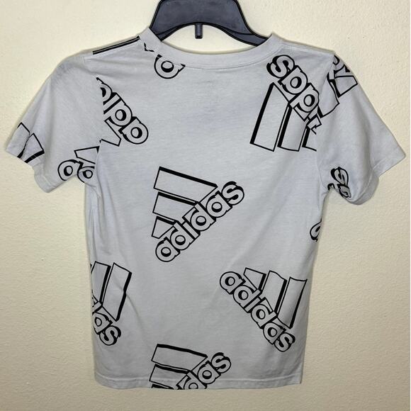 ADIDAS YOUTH CREW NECK WHITE AND BLACK SHORT SLEEVE T-SHIRT SIZE M 10-12 - Picture 2 of 6